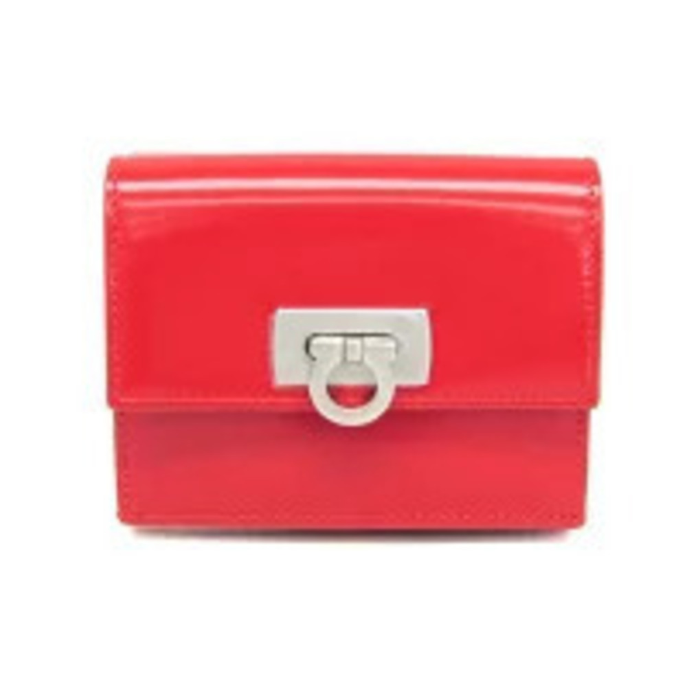 Salvatore Ferragamo Gancini Wanda Leather Bifold Wallet Red